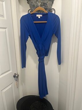 Michael Kors Royal Blue Long Sleeve Wrap Dress